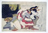 Keisai Eisen (渓斎 英泉, 1790–1848) was a Japanese ukiyo-e artist who specialised in bijinga (pictures of beautiful women). His best works, including his ōkubi-e ('large head pictures'), are considered to be masterpieces of the 'decadent' Bunsei Era (1818–1830). He was also known as Ikeda Eisen, and wrote under the name of Ippitsuan.